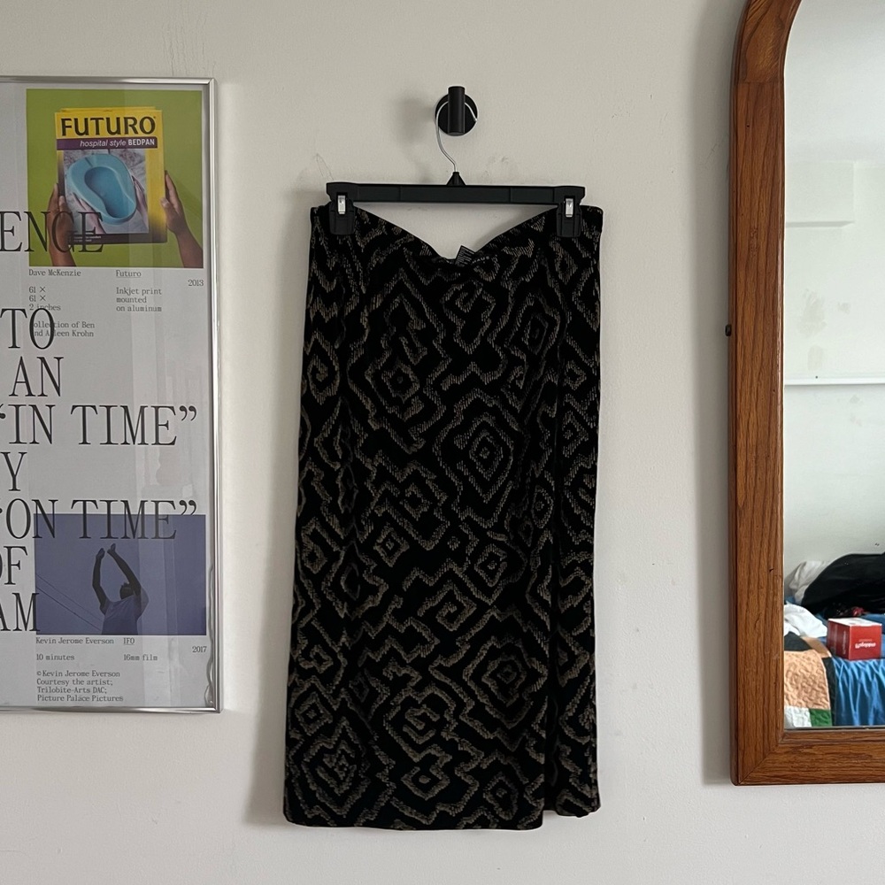 Vintage 90s Y2K Western print stretch midi skirt